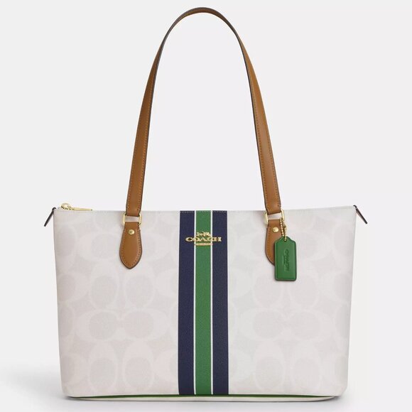 NWT Coach CBM18 Gallery Tote Bag In Signature Canvas With Stripe Print *SEALED* - Picture 1 of 7